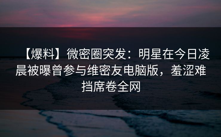 【爆料】微密圈突发：明星在今日凌晨被曝曾参与维密友电脑版，羞涩难挡席卷全网