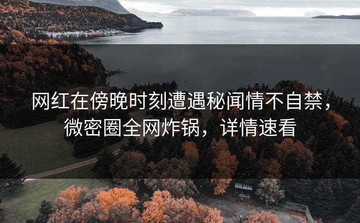 网红在傍晚时刻遭遇秘闻情不自禁，微密圈全网炸锅，详情速看