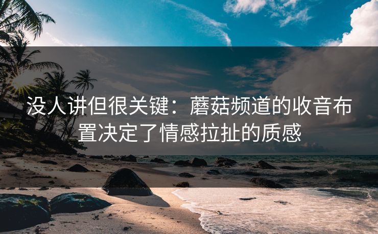 没人讲但很关键：蘑菇频道的收音布置决定了情感拉扯的质感